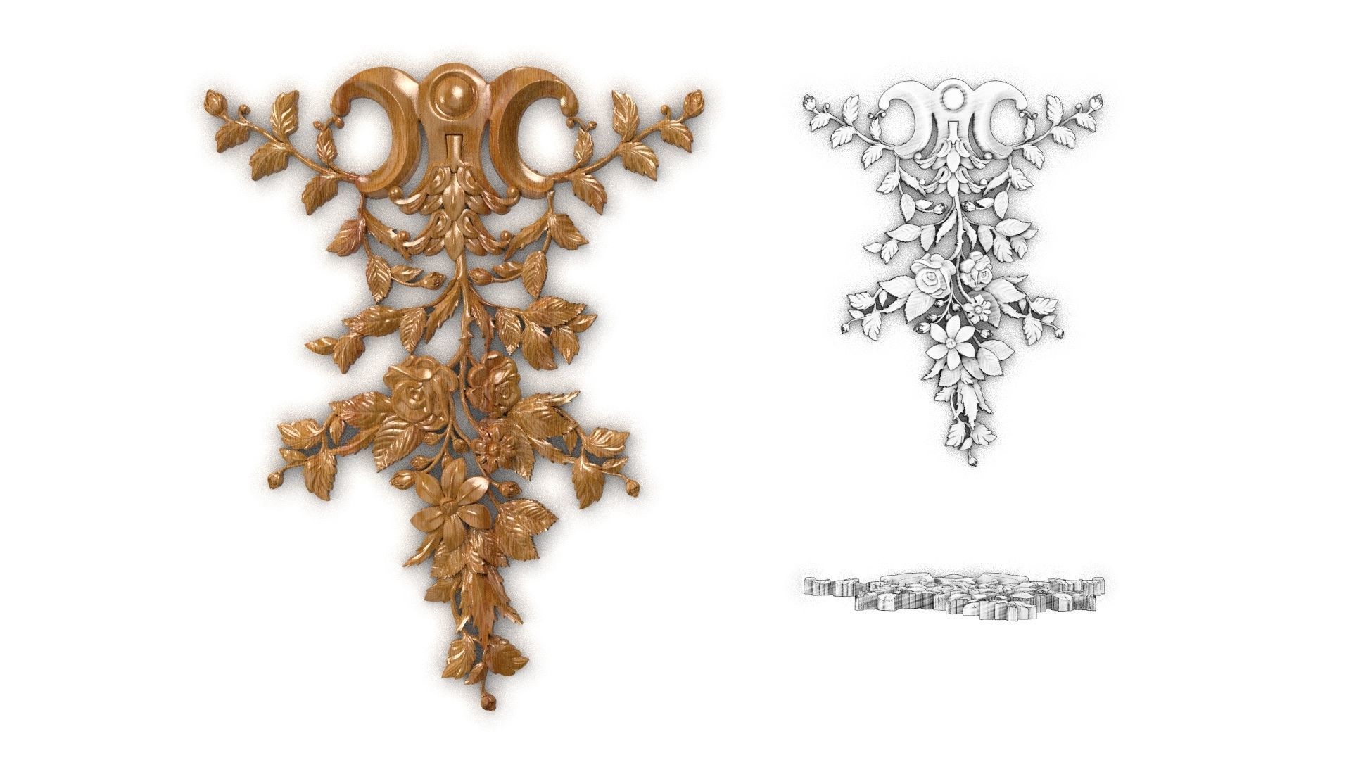 Carved decor rose vertical 005 3dprin 3D model 3D model_2