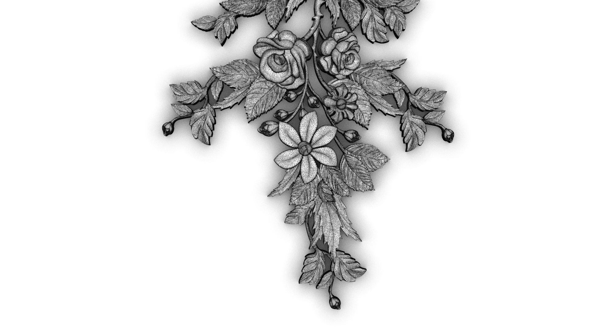 Carved decor rose vertical 005 3dprin 3D model 3D model_3