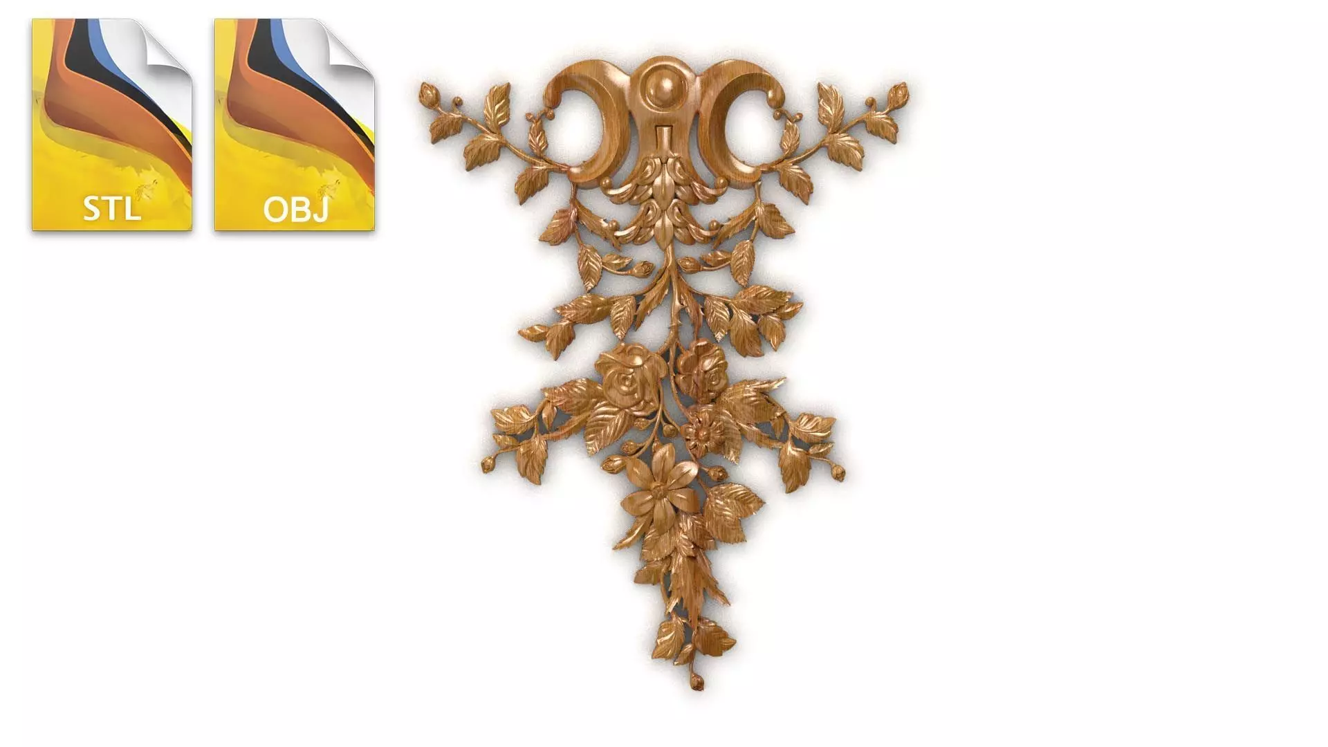 Carved decor rose vertical 005 3dprin 3D model 3D model_0