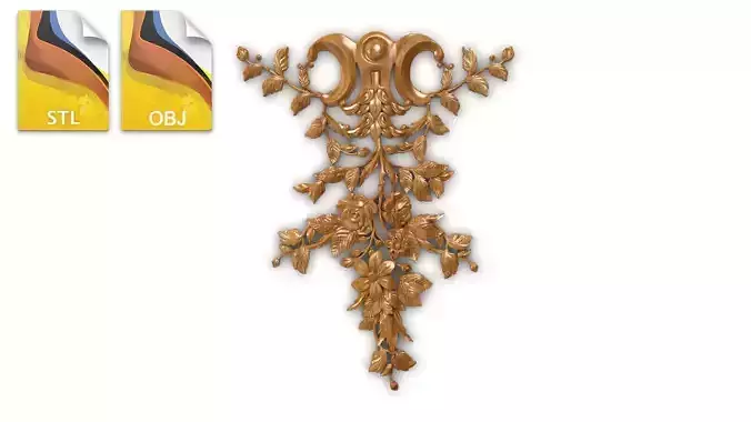 Carved decor rose vertical 005 3dprin 3D model
