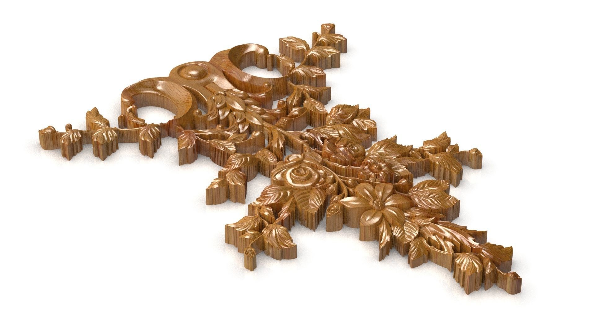 Carved decor rose vertical 005 3dprin 3D model 3D model_1