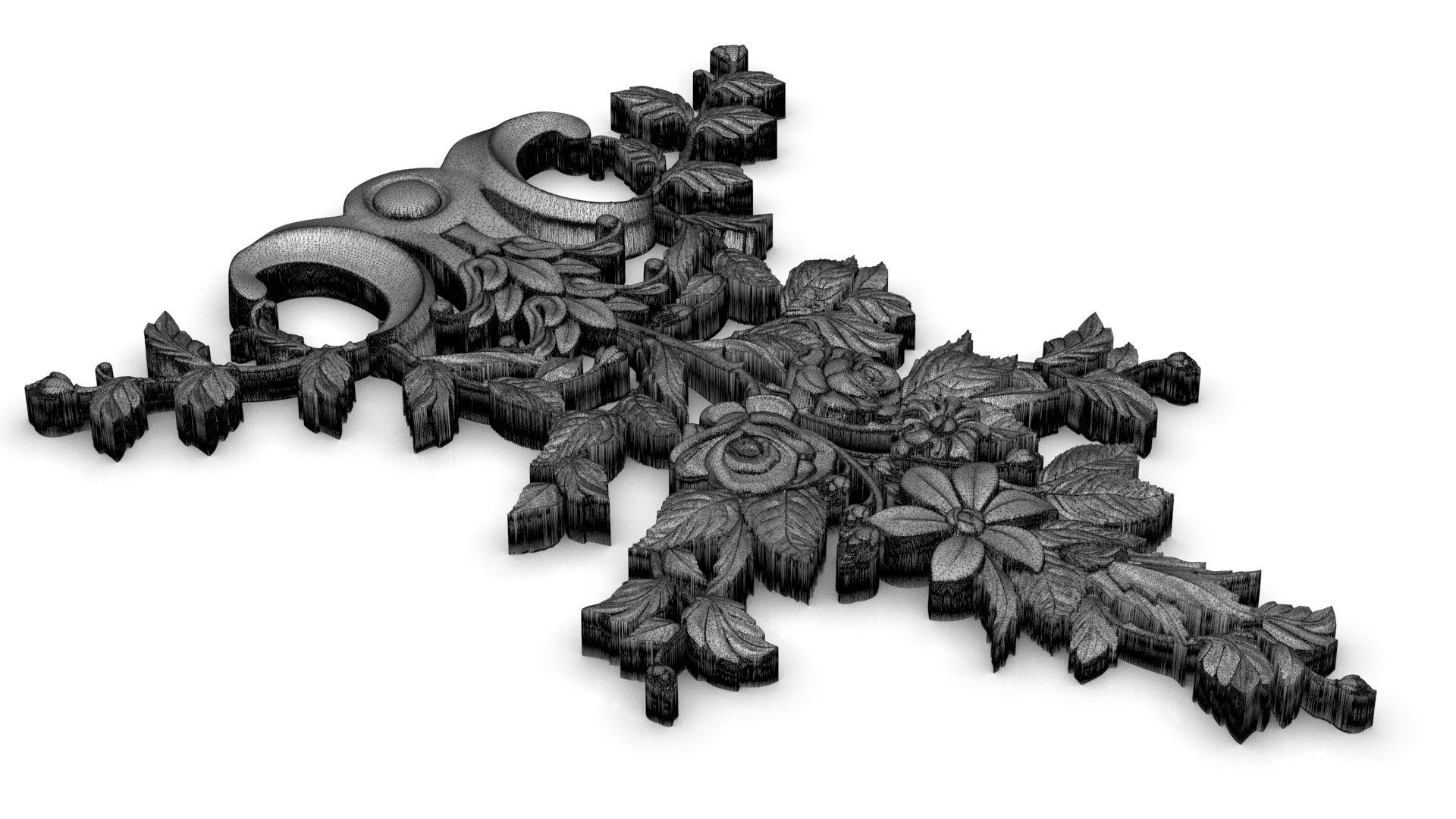 Carved decor rose vertical 005 3dprin 3D model 3D model_8