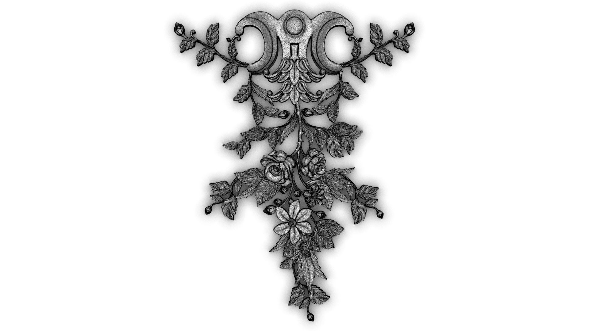 Carved decor rose vertical 005 3dprin 3D model 3D model_12