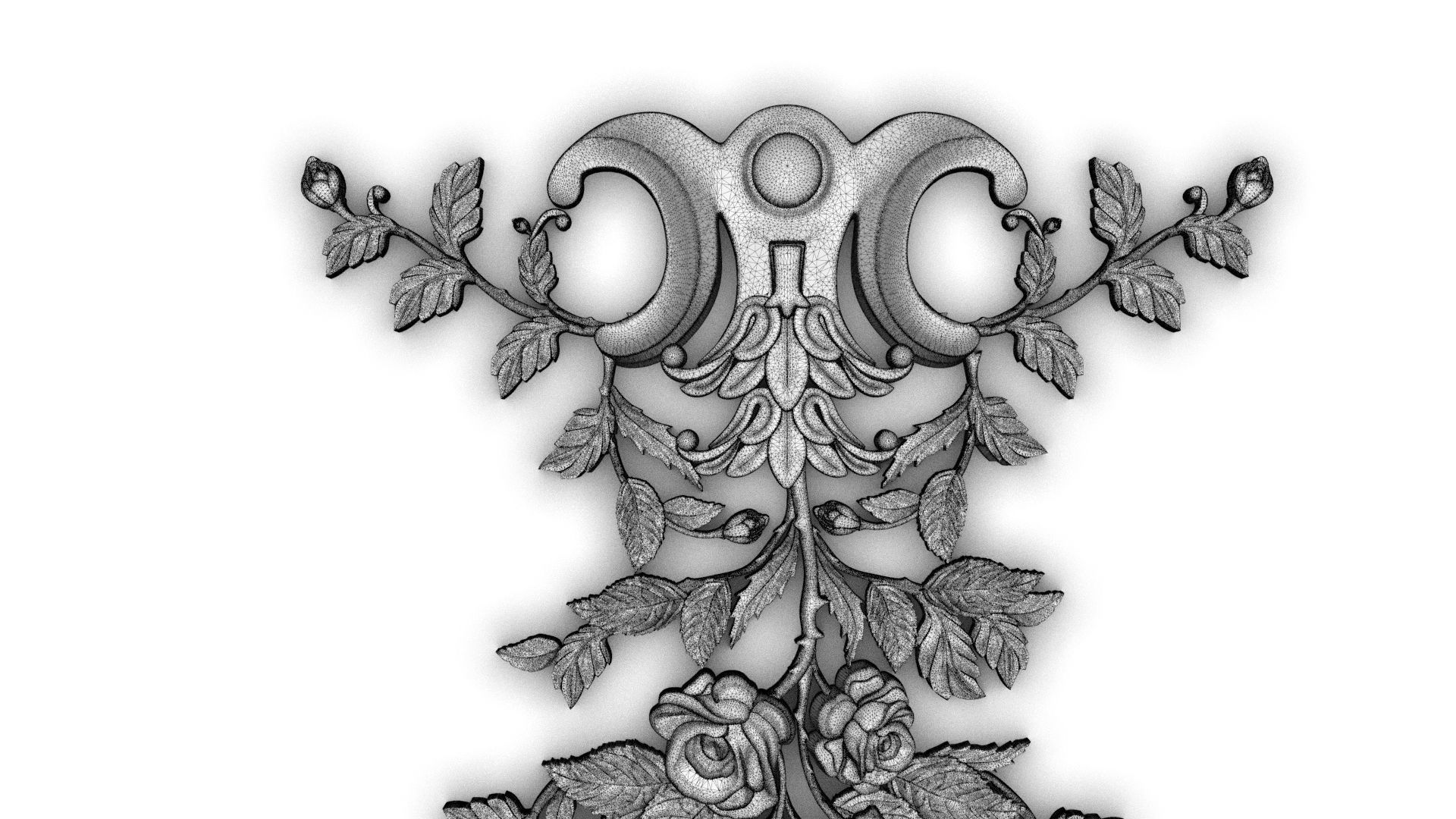 Carved decor rose vertical 005 3dprin 3D model 3D model_4