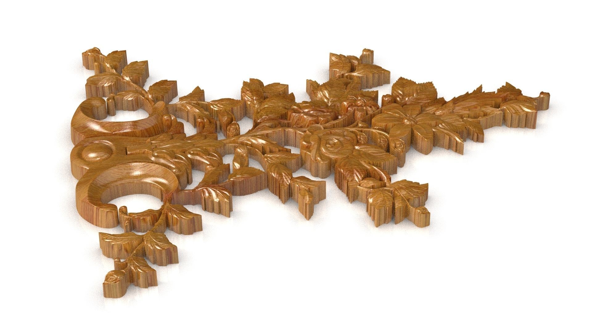 Carved decor rose vertical 005 3dprin 3D model 3D model_9