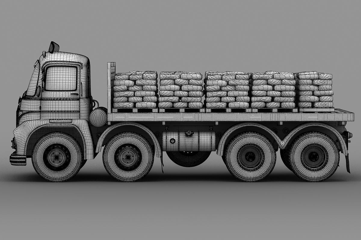 Foden S21 Flat Bed Truck 1962 3D model_7