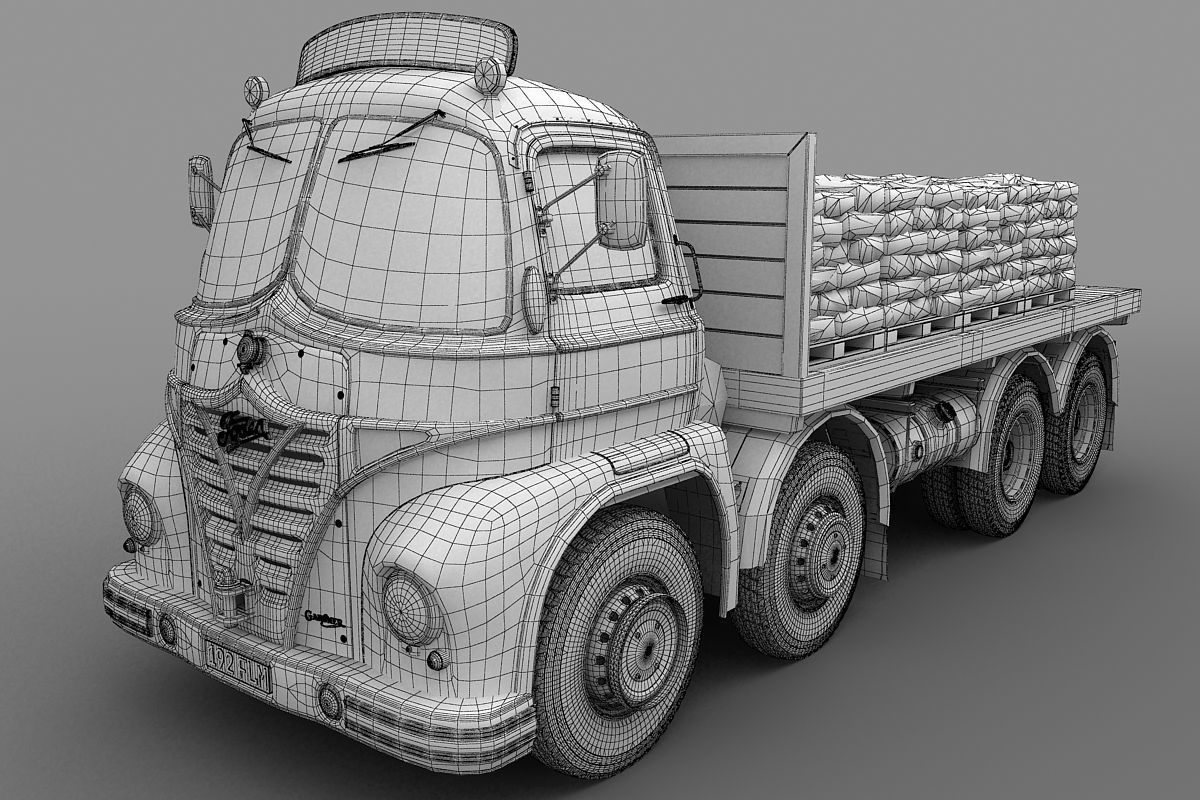 Foden S21 Flat Bed Truck 1962 3D model_4