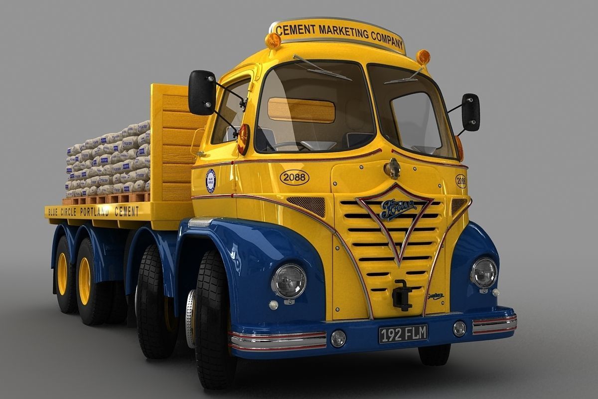 Foden S21 Flat Bed Truck 1962 3D model_3