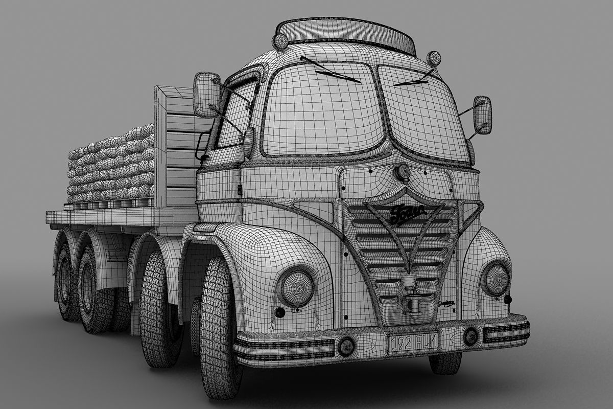 Foden S21 Flat Bed Truck 1962 3D model_11