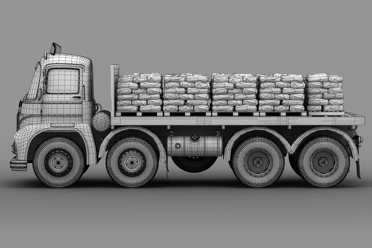 Foden S21 Flat Bed Truck 1962 3D model_6