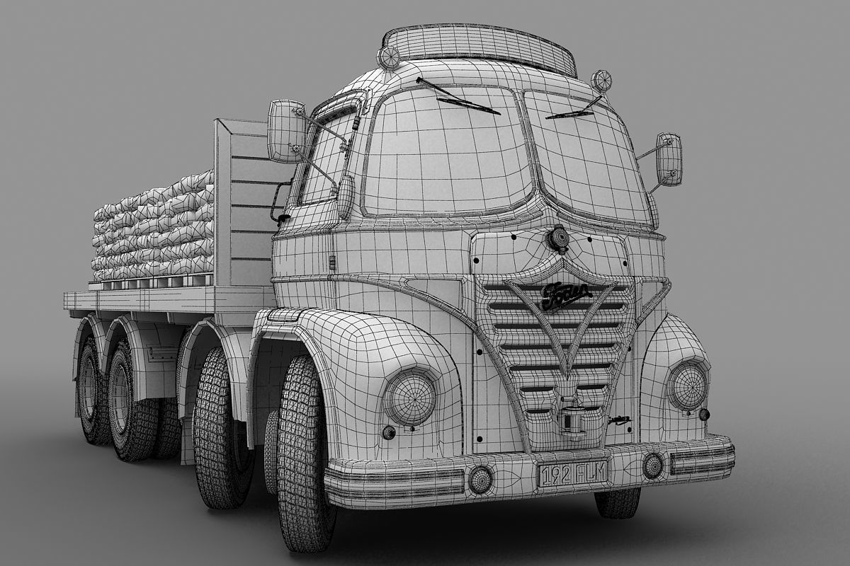 Foden S21 Flat Bed Truck 1962 3D model_10