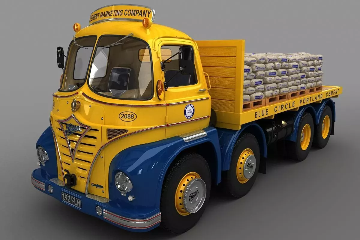 Foden S21 Flat Bed Truck 1962 3D model_0