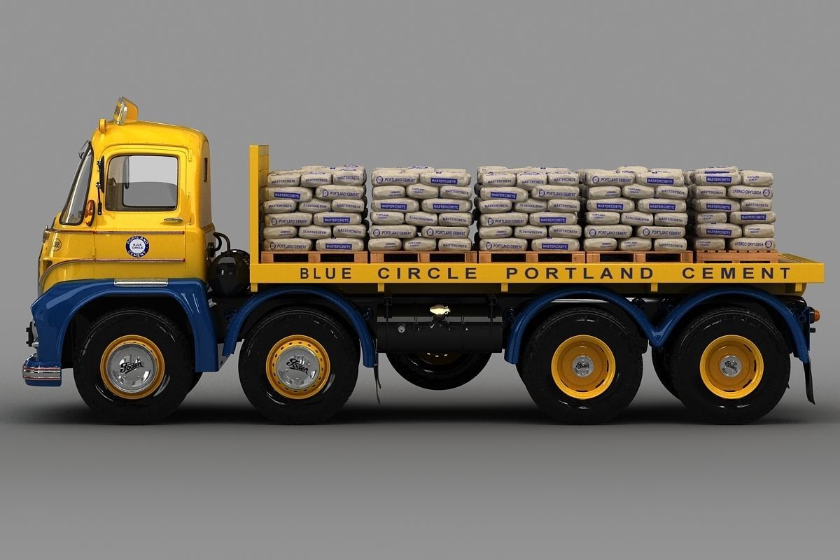 Foden S21 Flat Bed Truck 1962 3D model_1