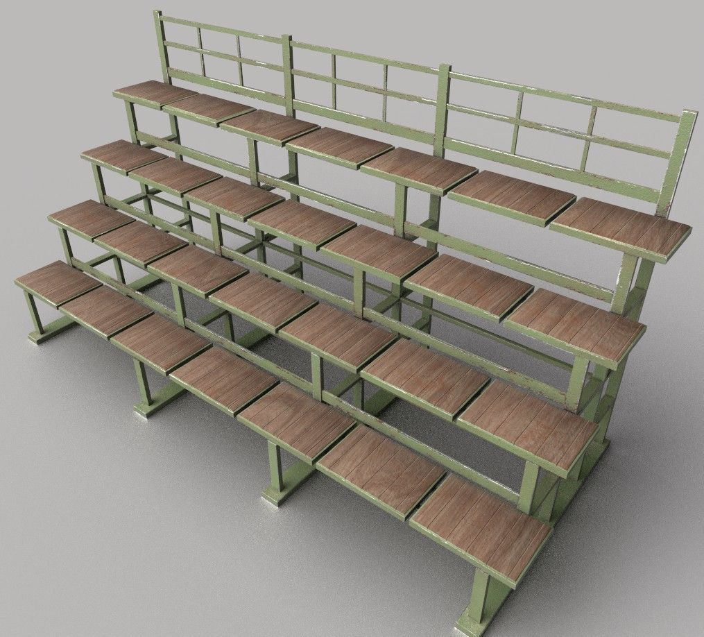 Bleacher Tribune PBR Low-poly 3D model_8