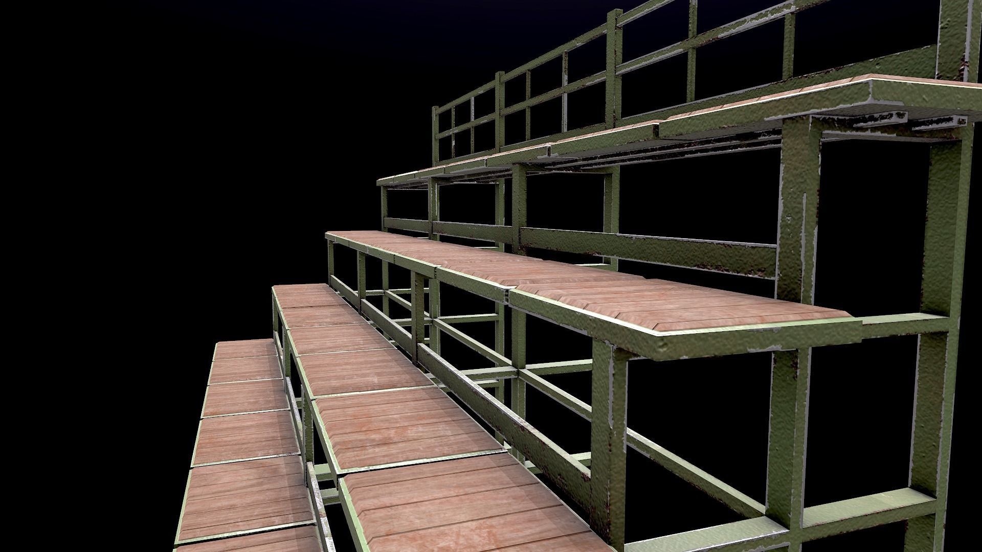 Bleacher Tribune PBR Low-poly 3D model_6