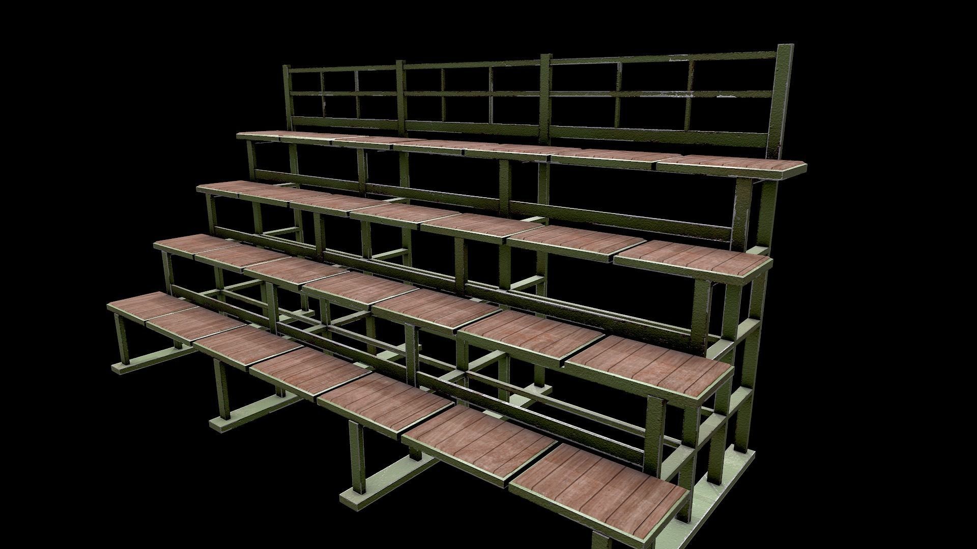 Bleacher Tribune PBR Low-poly 3D model_7
