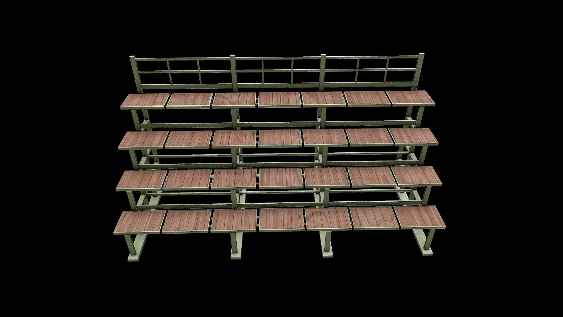 Bleacher Tribune PBR Low-poly 3D model_3