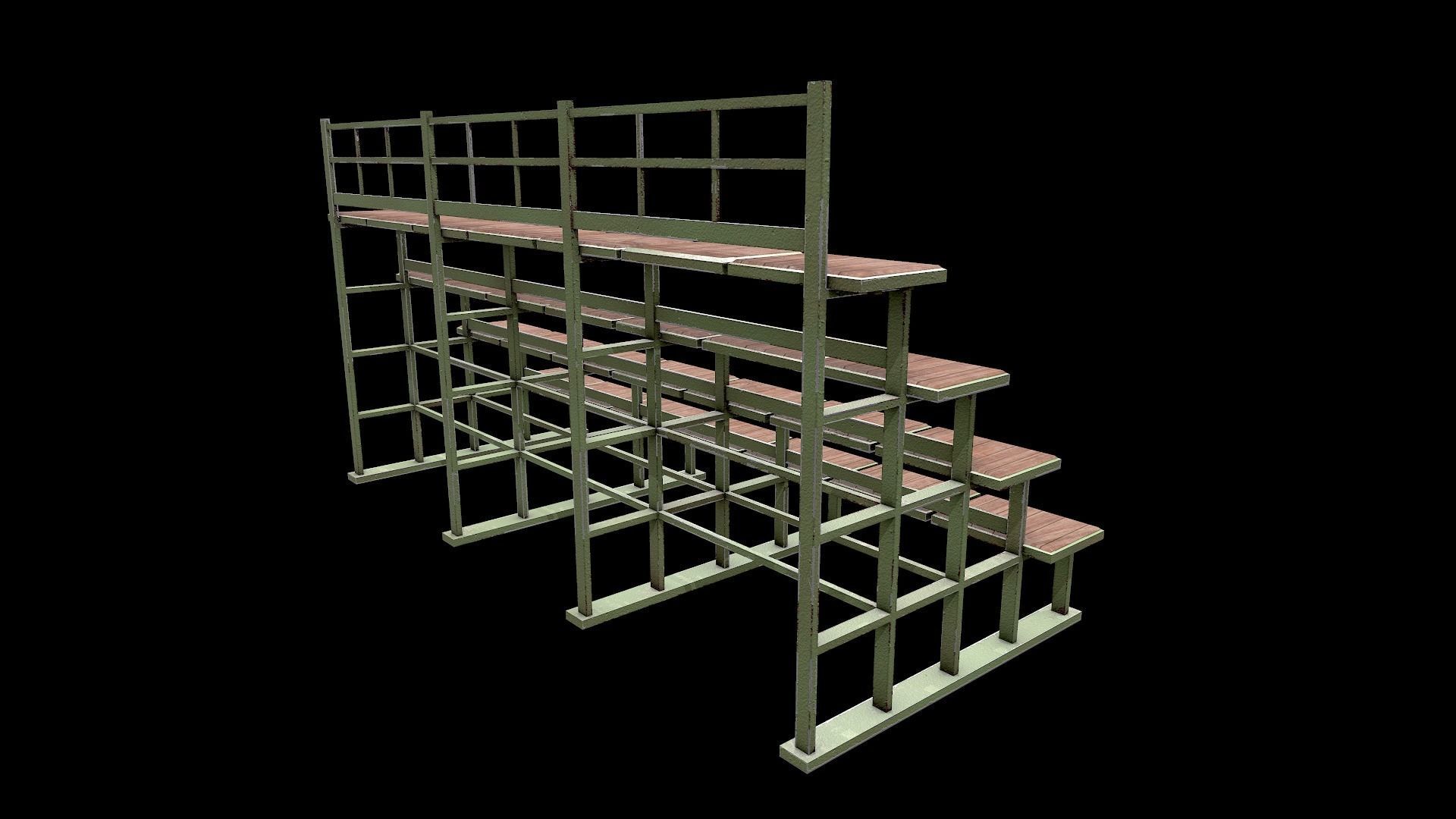 Bleacher Tribune PBR Low-poly 3D model_4