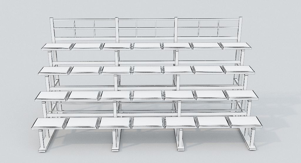 Bleacher Tribune PBR Low-poly 3D model_10