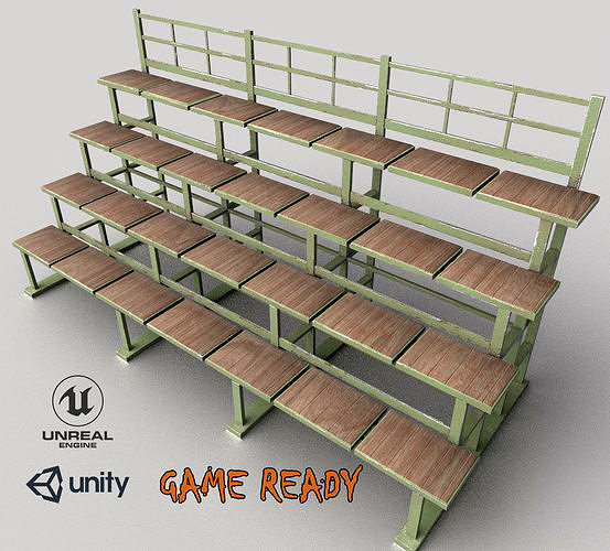 Bleacher Tribune PBR Low-poly 3D model