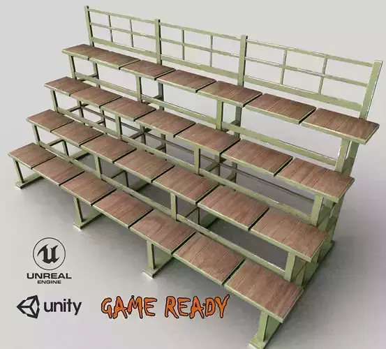Bleacher Tribune PBR Low-poly 3D model
