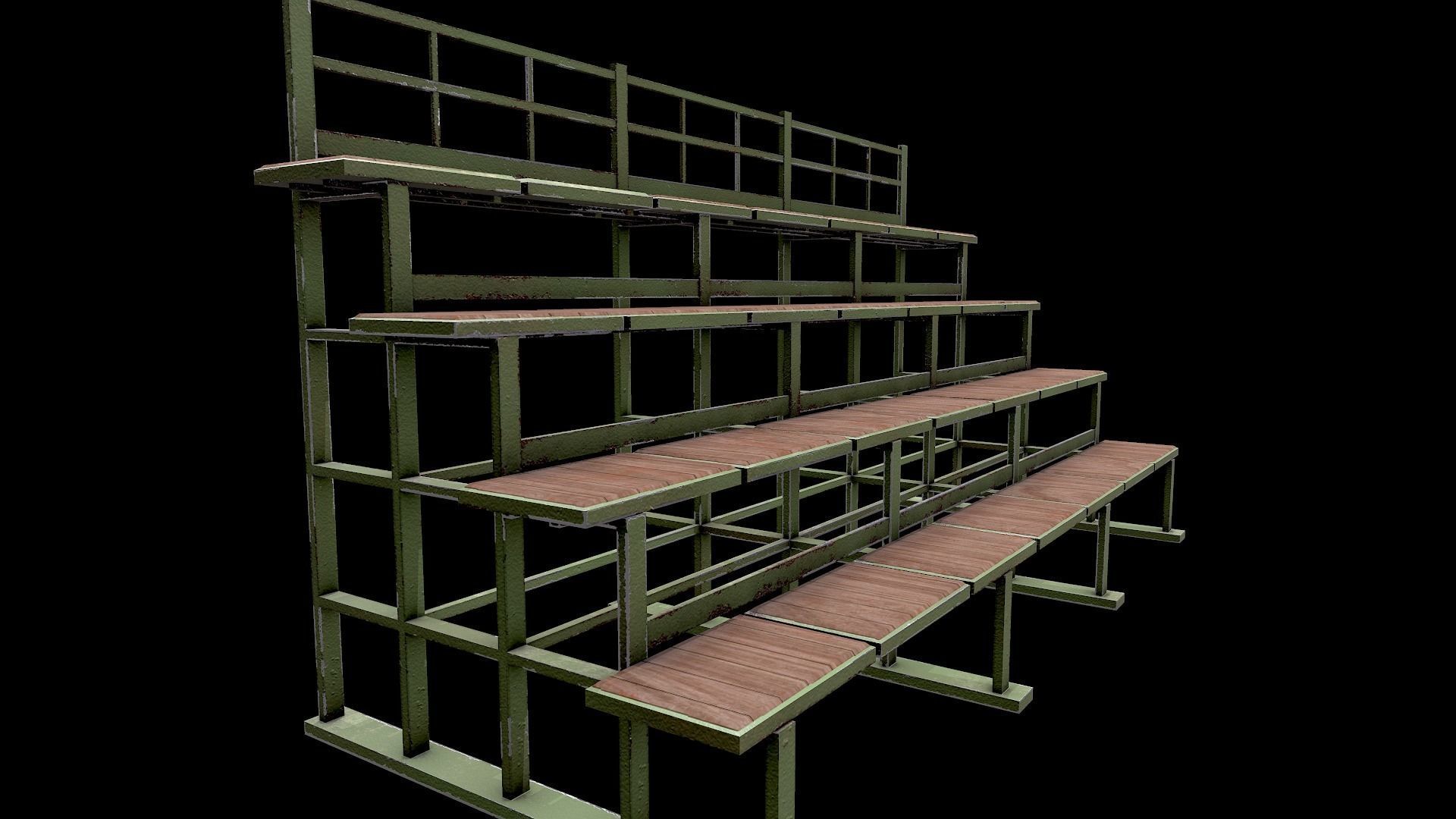 Bleacher Tribune PBR Low-poly 3D model_5