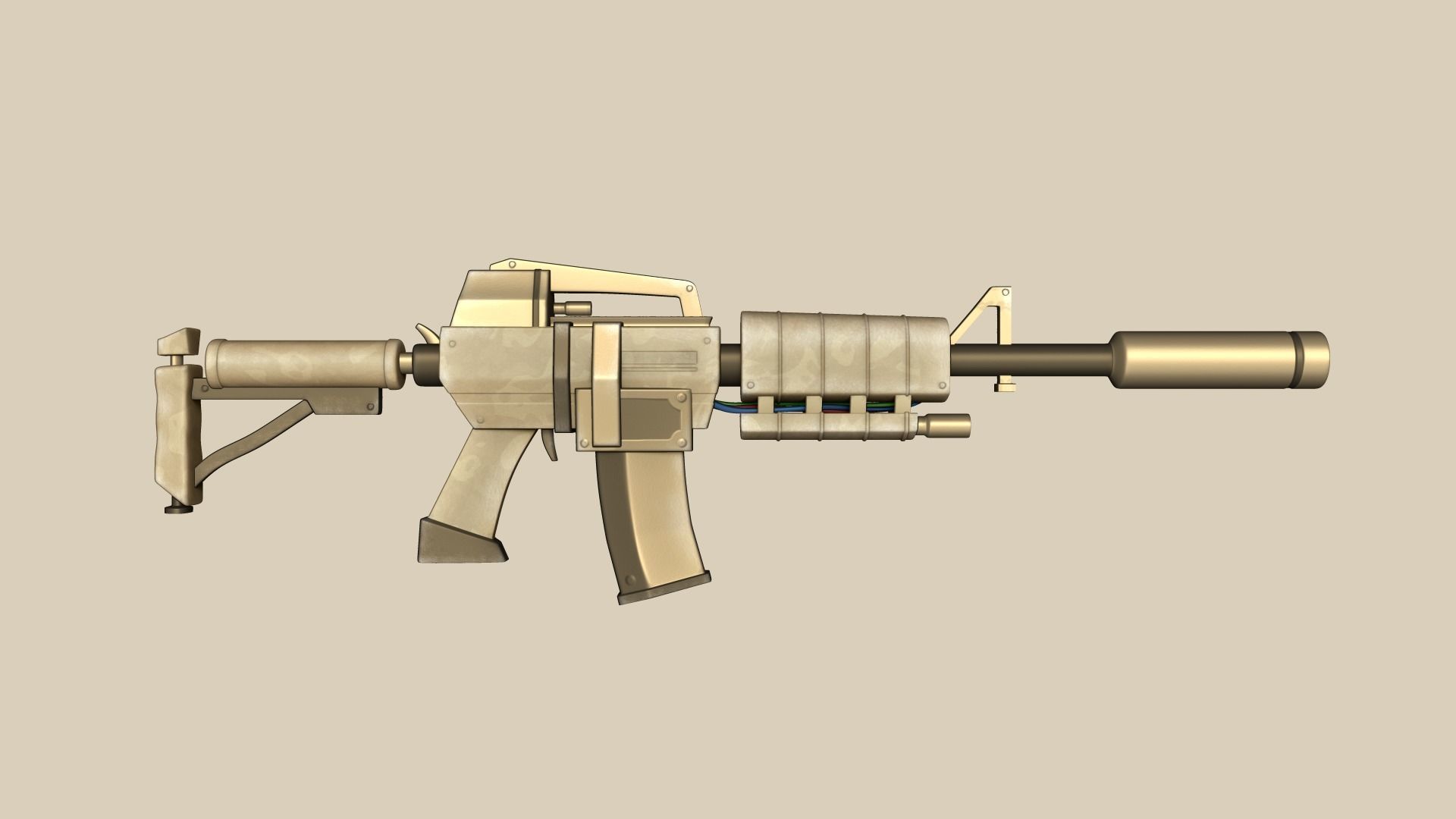 Sci-Fi M4A1-S - Desert Rifle - Gun Weaponry Low-poly 3D model_8