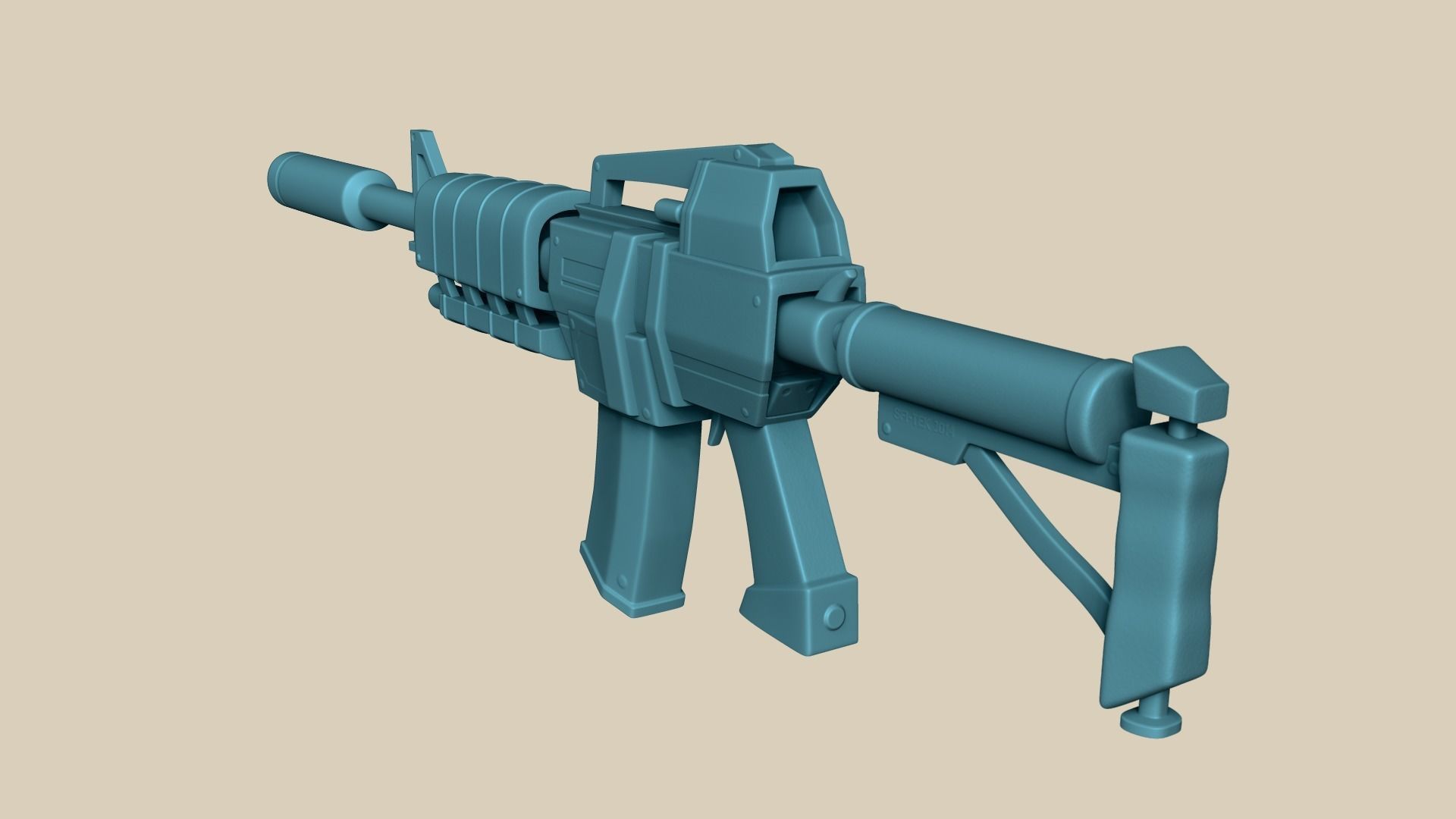 Sci-Fi M4A1-S - Desert Rifle - Gun Weaponry Low-poly 3D model_5