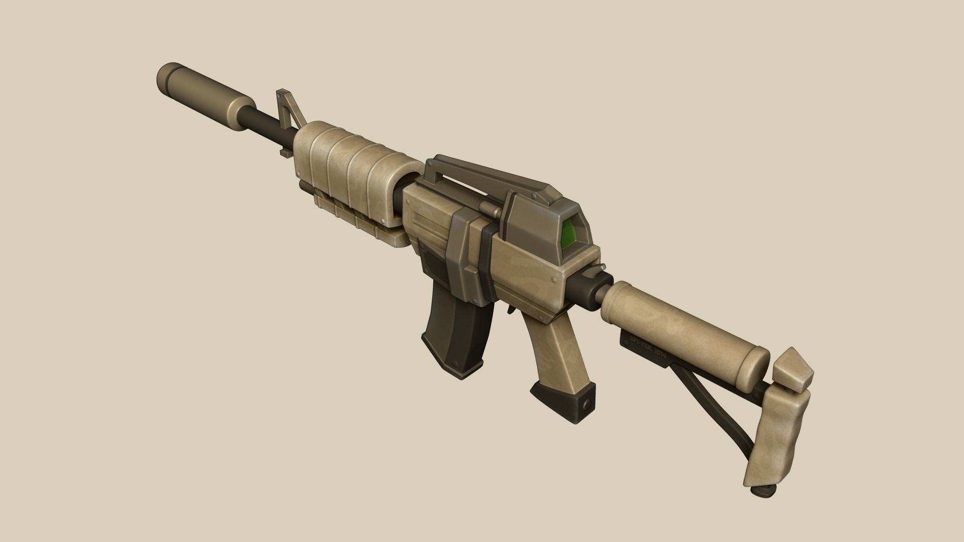 Sci-Fi M4A1-S - Desert Rifle - Gun Weaponry Low-poly 3D model_7