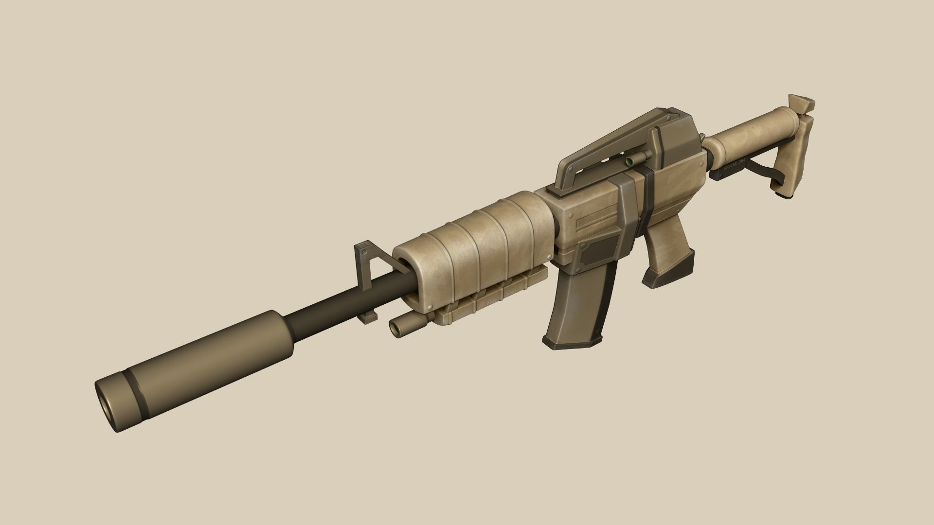 Sci-Fi M4A1-S - Desert Rifle - Gun Weaponry Low-poly 3D model_6