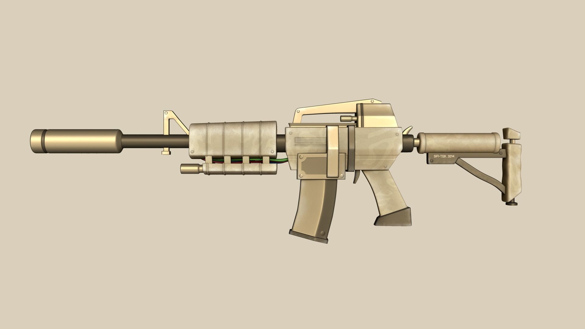 Sci-Fi M4A1-S - Desert Rifle - Gun Weaponry Low-poly 3D model_12