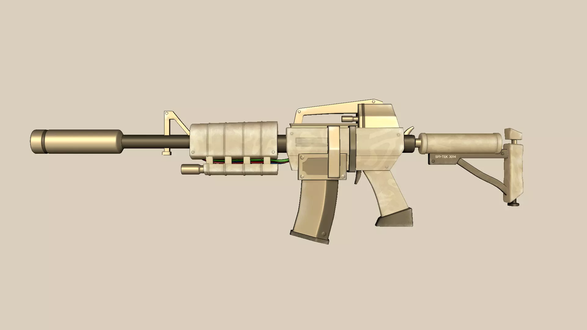 Sci-Fi M4A1-S - Desert Rifle - Gun Weaponry Low-poly 3D model_0