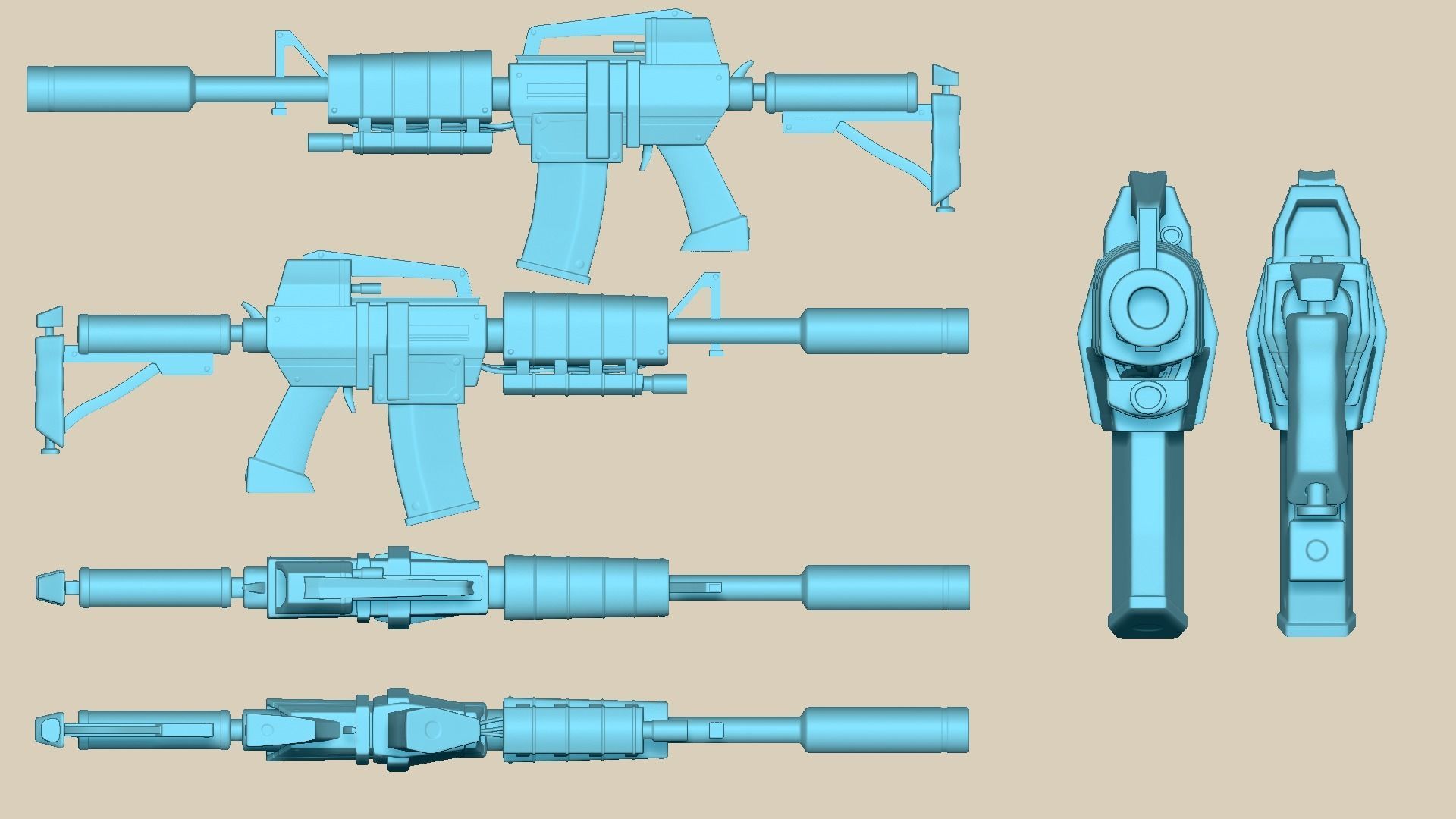 Sci-Fi M4A1-S - Desert Rifle - Gun Weaponry Low-poly 3D model_13