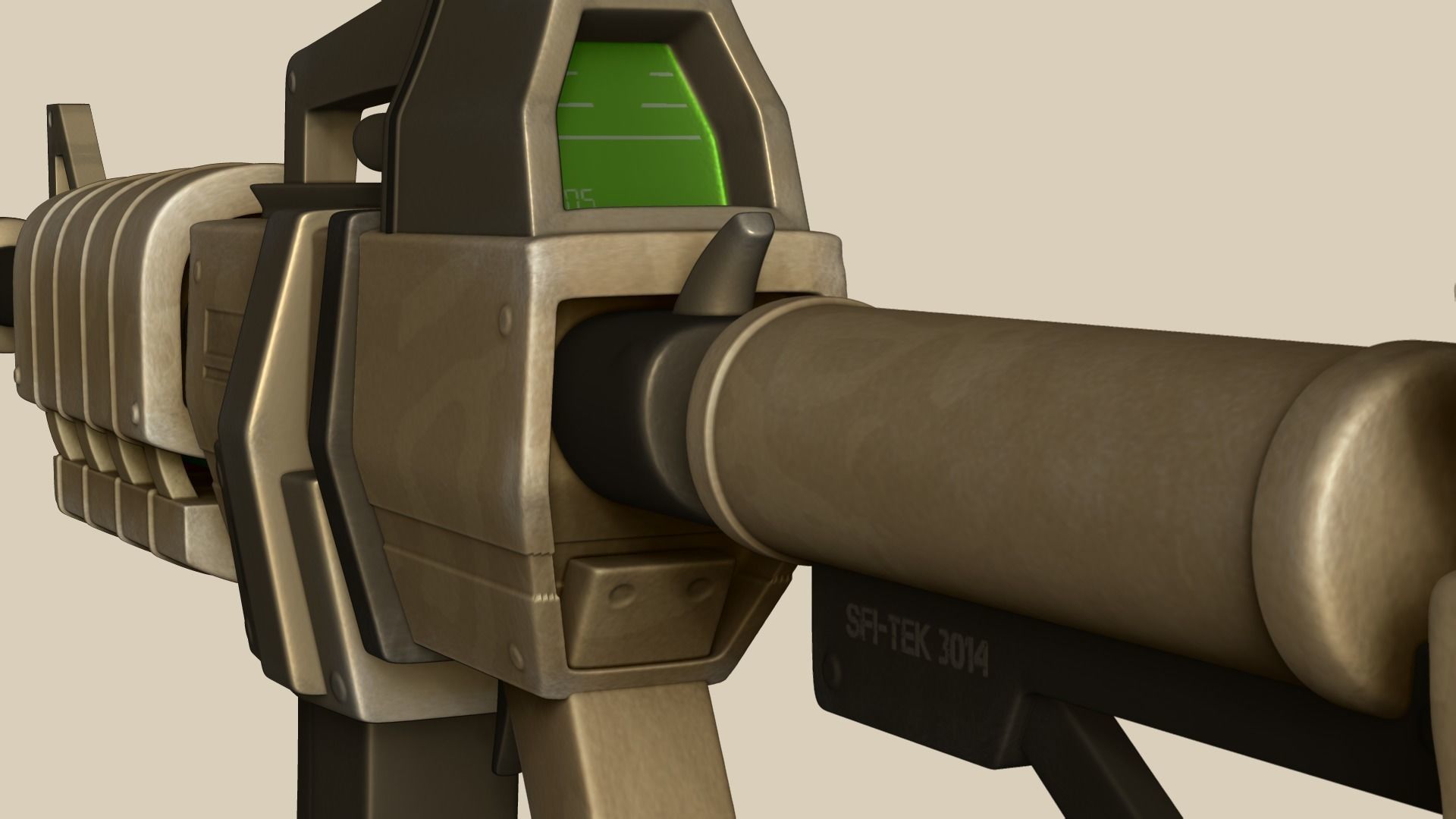 Sci-Fi M4A1-S - Desert Rifle - Gun Weaponry Low-poly 3D model_9