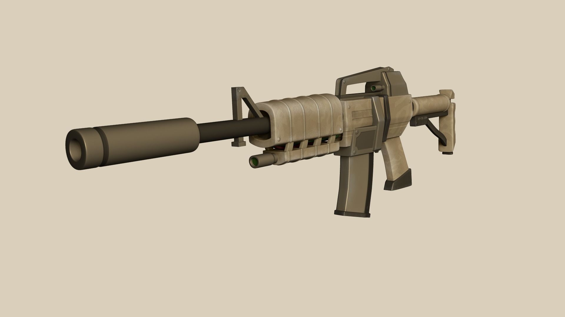 Sci-Fi M4A1-S - Desert Rifle - Gun Weaponry Low-poly 3D model_2