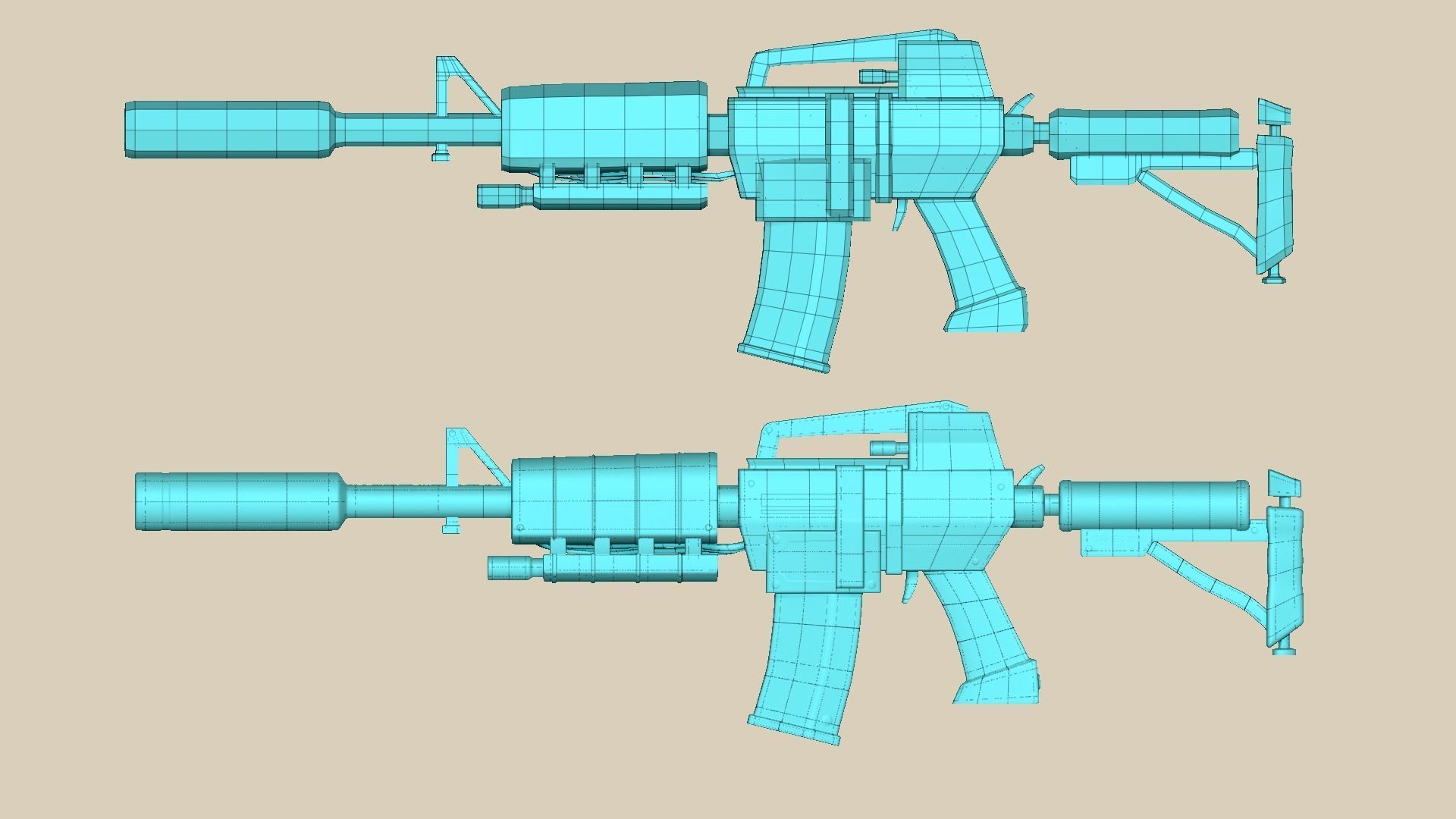 Sci-Fi M4A1-S - Desert Rifle - Gun Weaponry Low-poly 3D model_18