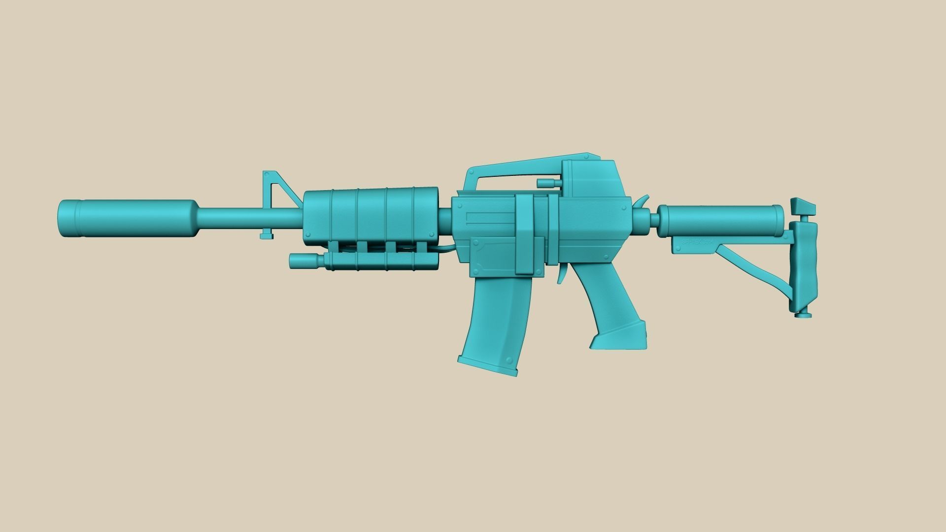Sci-Fi M4A1-S - Desert Rifle - Gun Weaponry Low-poly 3D model_1