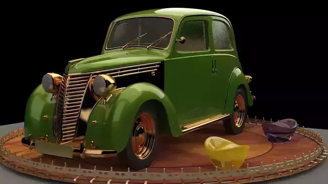 Chinese gold ingot with classic car