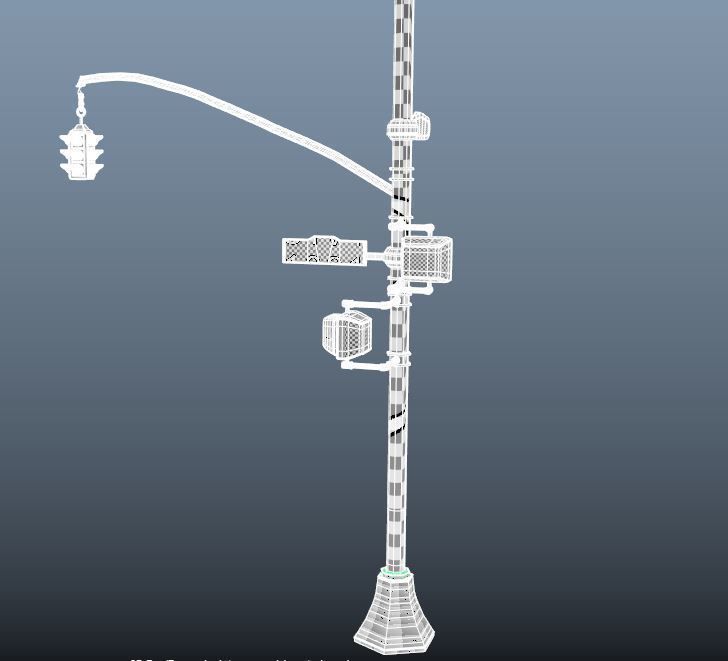 Stop Traffic Light Pole with Changing Lights  Free low-poly 3D model_3