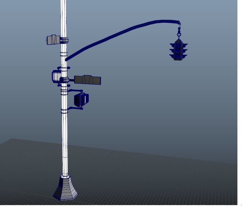 Stop Traffic Light Pole with Changing Lights  Free low-poly 3D model_1