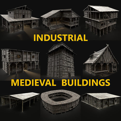 MEDIEVAL INDUSTRIAL FANTASY TOWN VILLAGE BUILDINGS COLLECTION 
