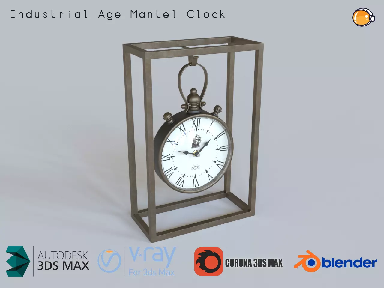 Industrial Age Mantel Clock Table Clock PBR 3D MODEL 3D model