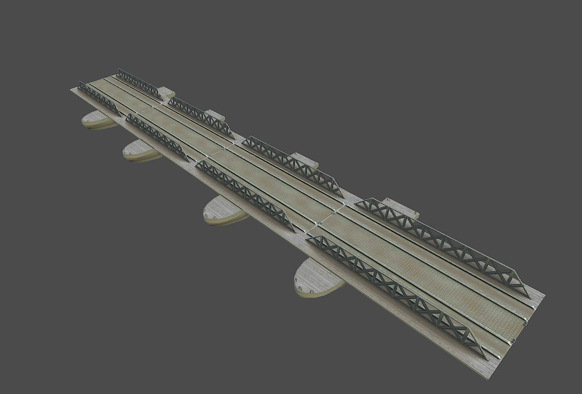 Pontoon bridge Low-poly 3D model_1