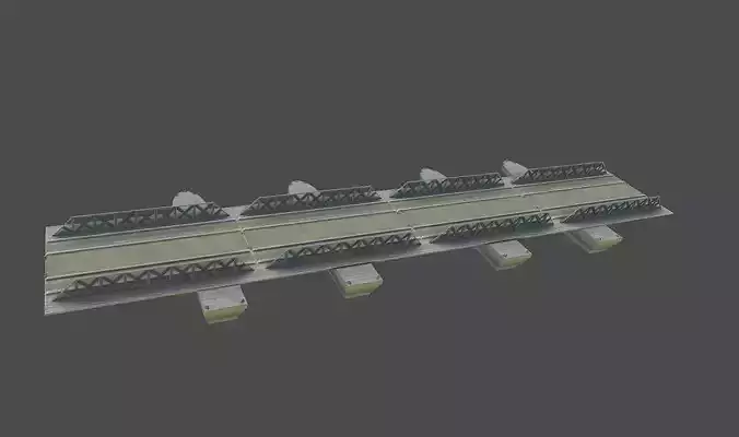 Pontoon bridge Low-poly 3D model
