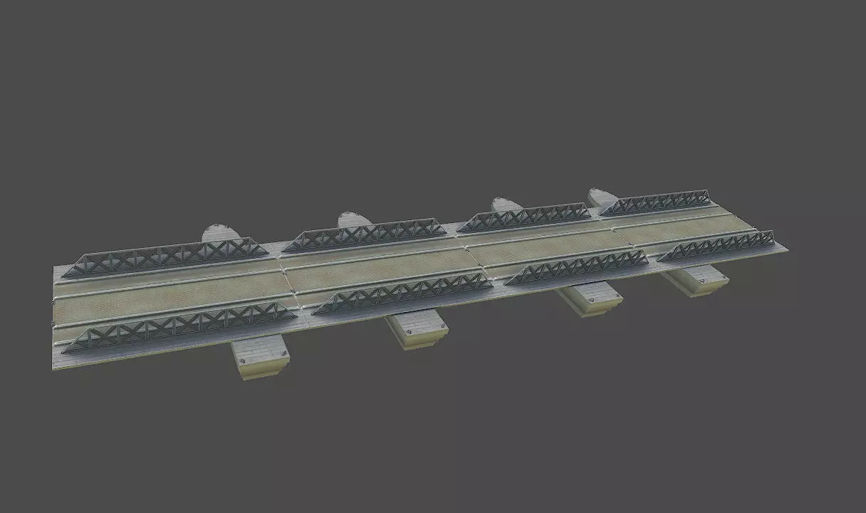 Pontoon bridge Low-poly 3D model_0