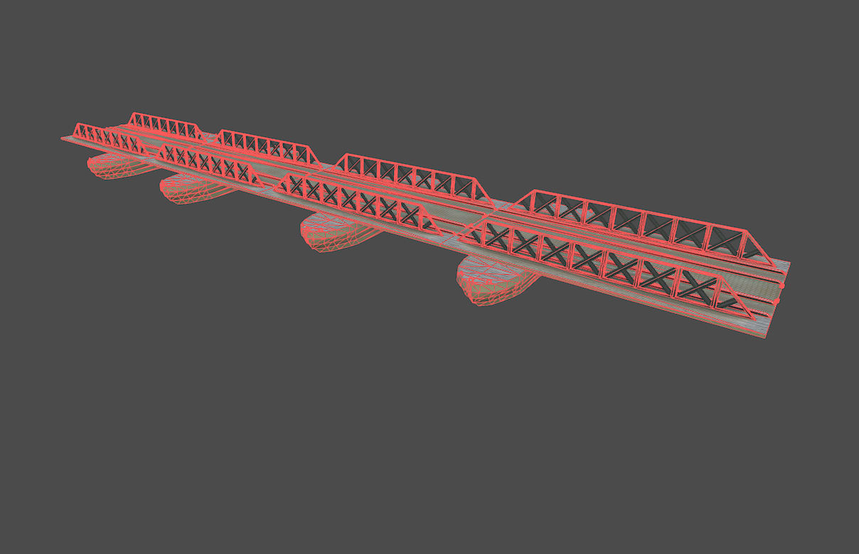 Pontoon bridge Low-poly 3D model_4