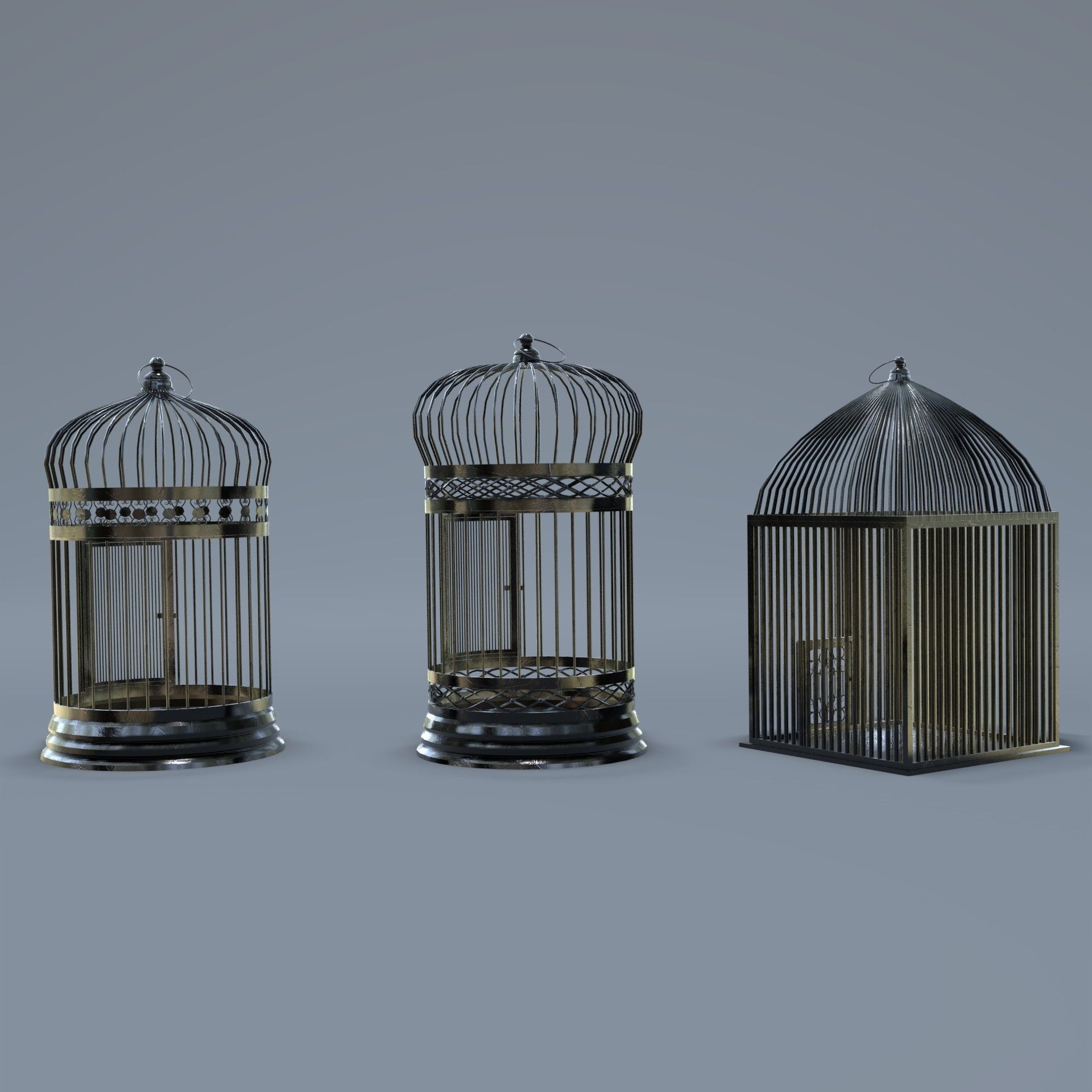 Bird cage Collection Low-poly 3D model_23