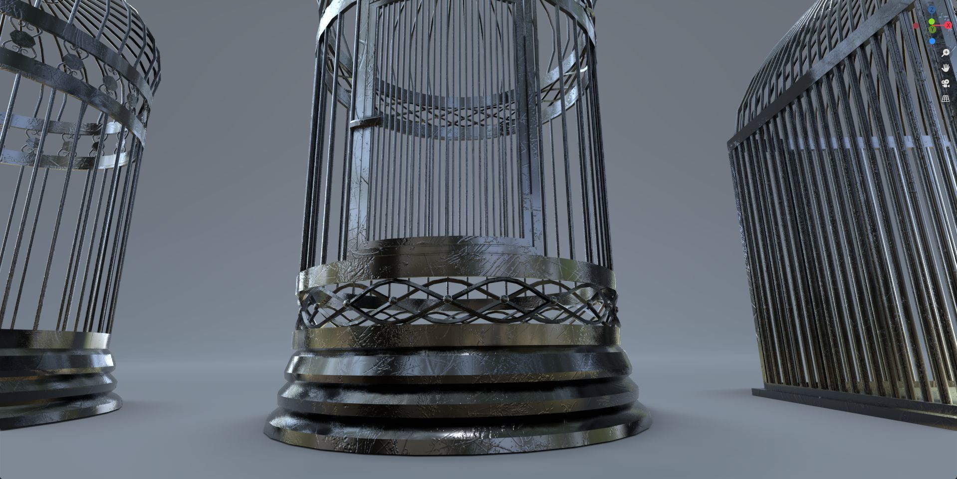 Bird cage Collection Low-poly 3D model_3