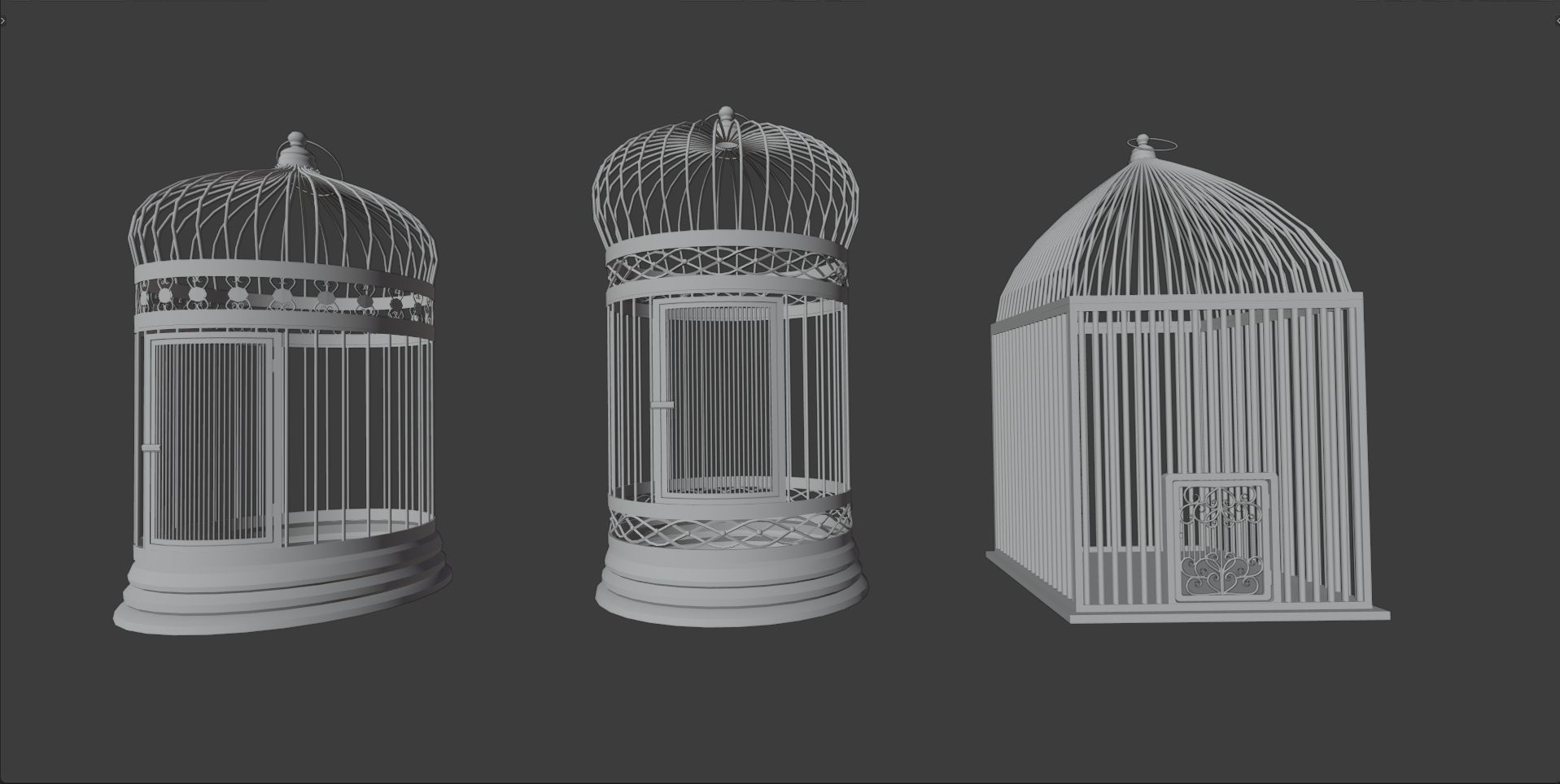 Bird cage Collection Low-poly 3D model_5