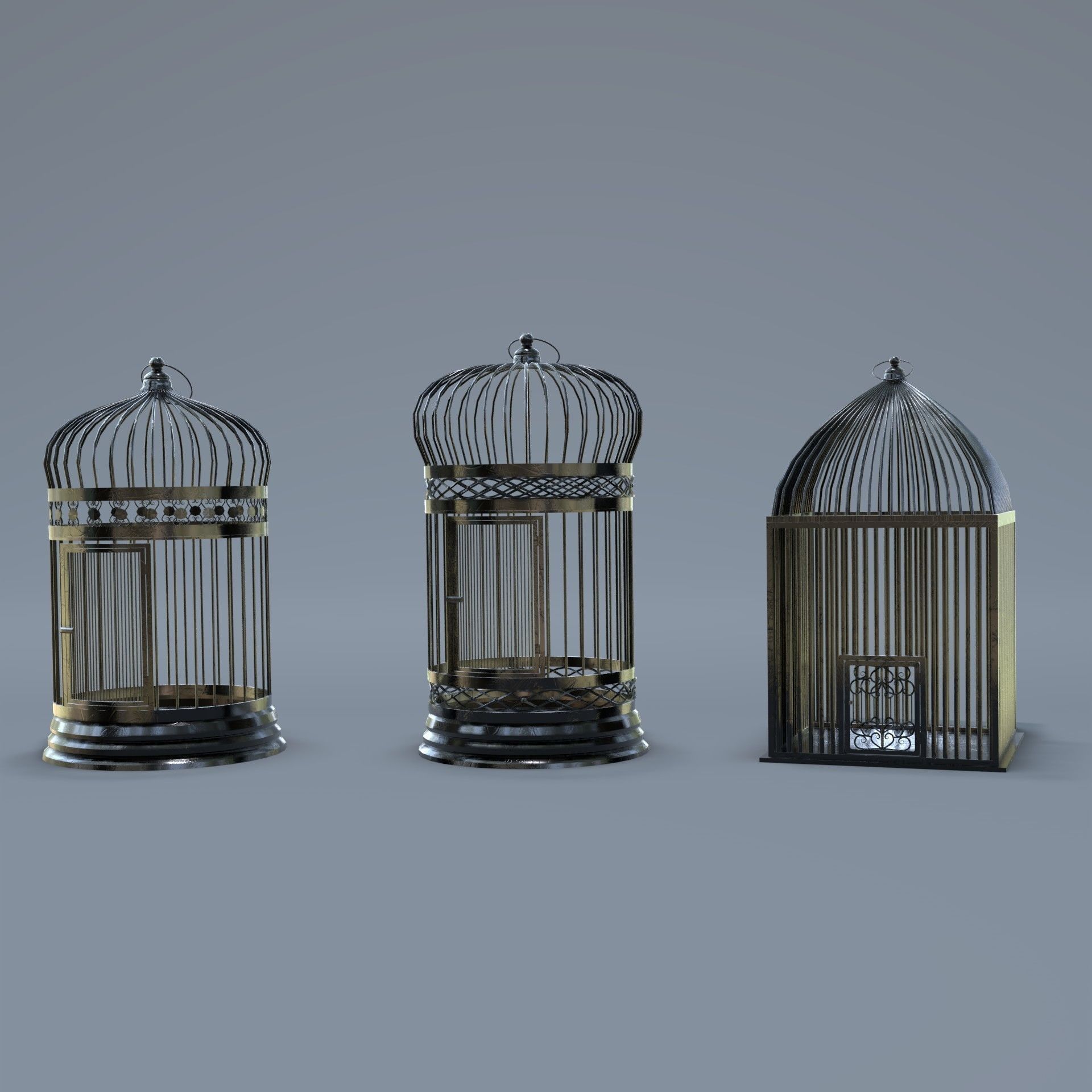 Bird cage Collection Low-poly 3D model_31